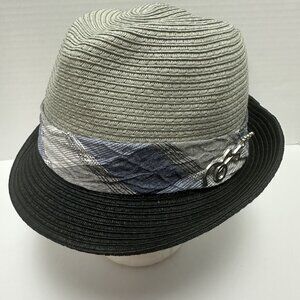 Carlos Santana Men's Fedora Hat Size X Large Blue-Black Grey Guitar Logo